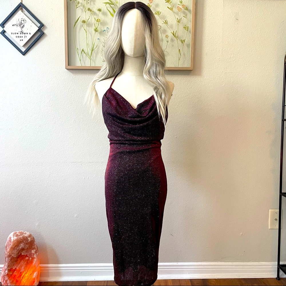 Burgundy Sparkle Bodycon Dress